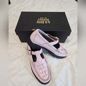 G.h. Bass Fisherman Mary Jane Flats In Light Lilac